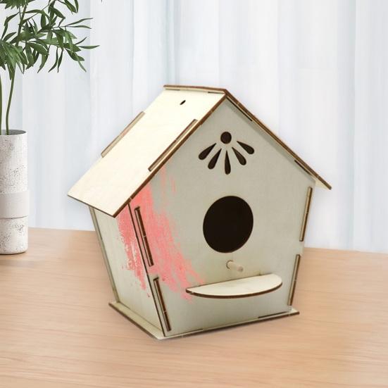 DIY Wood Birdhouse Kit Unfinished Log Home Craft Project with Safe Paint Wooden Crafts Boys And Girls Graffiti Bird Nest for Kids