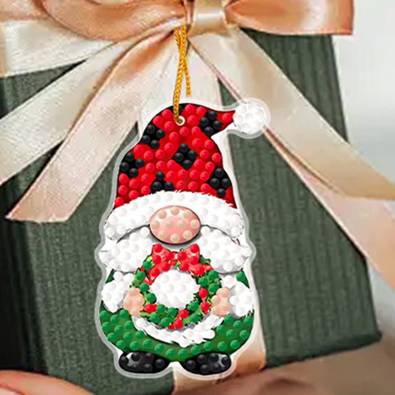 5D Painting Christmas Ornaments Christmas Art Painting Pendant Kit Resin Material Decoration Tool For Christmas Tree Key Chain