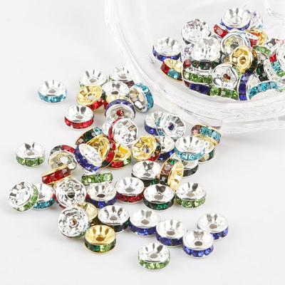 4–10 mm, 50 Stück, Metall, rund, Kreis, Strass-Perlen, DIY-Zubehör für die Schmuckherstellung