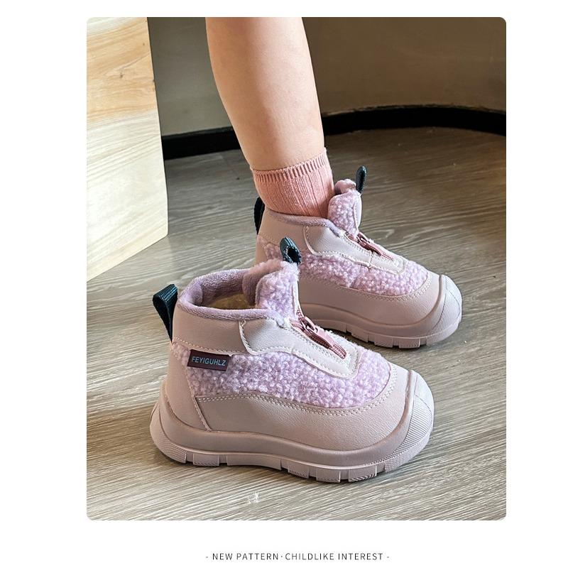 Girls Warm Fleece Lined Snow Boots Kids Winter Soft Sole Cotton Shoes