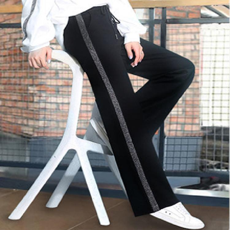 Spring Autumn Women's Student Wide Leg Straight Pants High Waisted Loose Thin Elastic Waist Trousers