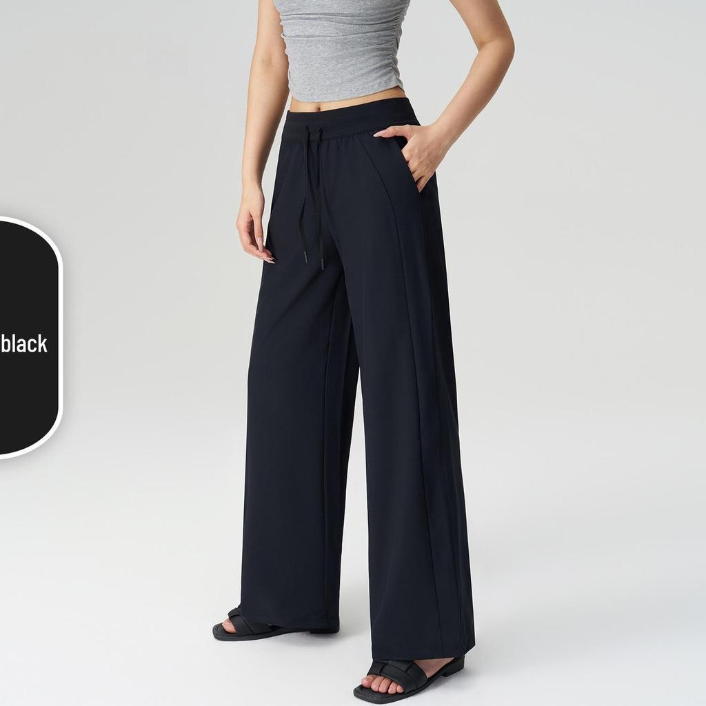 Women's High Waist Wide Leg Yoga Pants with Sun Protection and Pockets