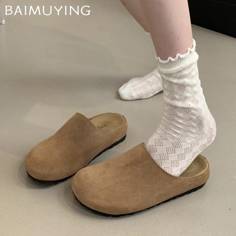Slippers Women Suede Platform Casual Slingback Mules Shoes Woman 2024 New Trend Winter Fashion Flip-flops Walking Shoes Mujer