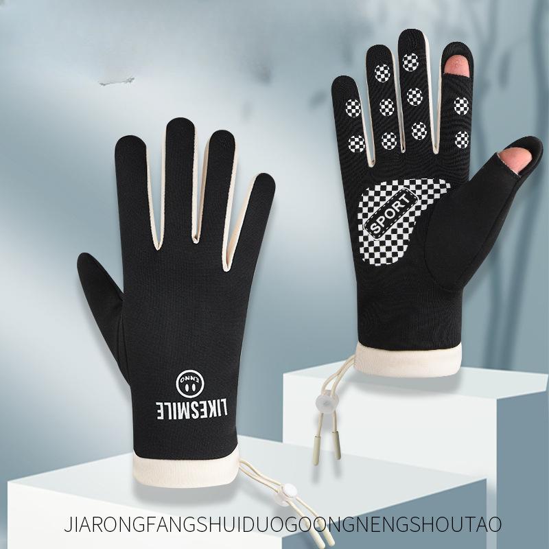 Winter Men and Women Gloves for Warmth and Velvet Touch Screen Outdoor Cycling Sports Finger Exposed Gloves Cyclist Proof of Cold and Waterproof