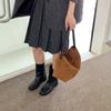 Retro Suede Patchwork Handbag Autumn Winter Versatile Brown Female Shoulder Bags For Women Fashion Simple Brown Underarm Bag