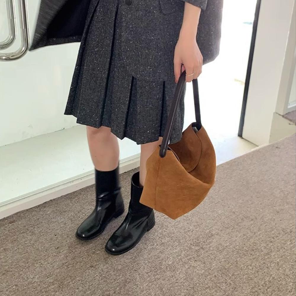 Retro Suede Patchwork Handbag Autumn Winter Versatile Brown Female Shoulder Bags For Women Fashion Simple Brown Underarm Bag