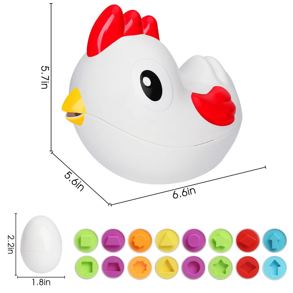 Montessori Matching-Eier, Formerkennung, Farberkennung, Eier, Frühes Lernspielzeug, Huhn, 8-teiliges Set, Bunt, Kleinkind Kind Geschenk