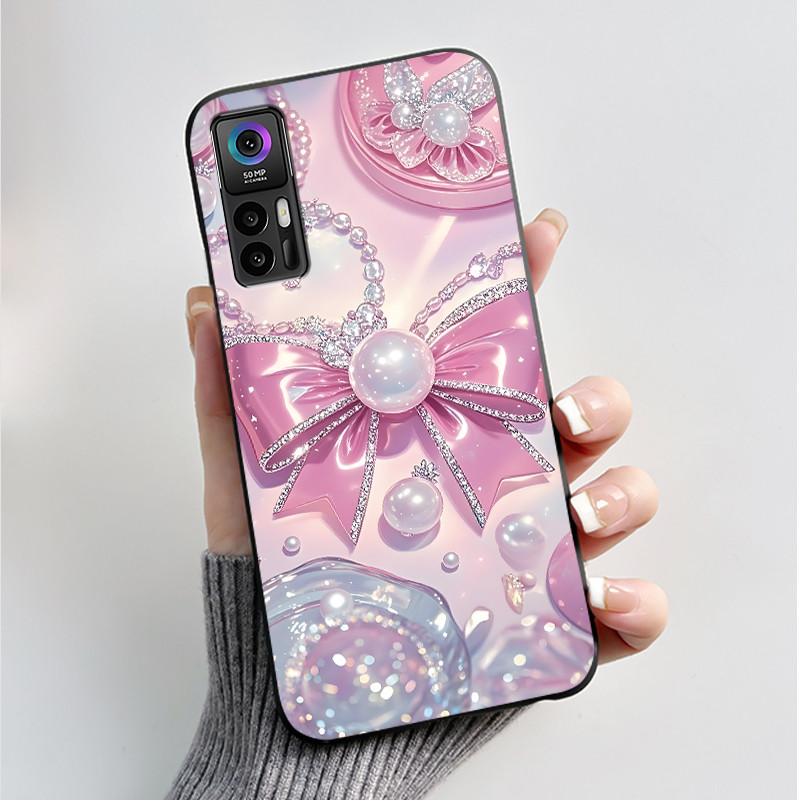 Case For TCL 30 Plus 30 5G T676K T676J T676H T776H Phone Case Fashion Butterfly Flowers Black Silicone Shockproof Cover Casing