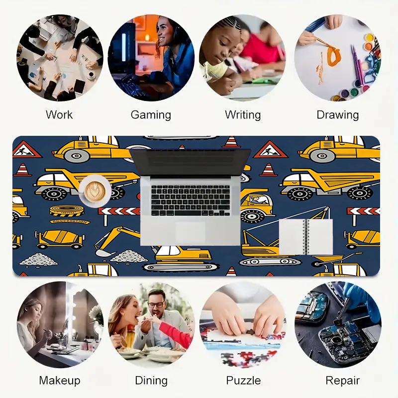 Construction Zone Xl Gaming Mouse Pad Nonslip Rubber Base Stitched Edge Waterproof Desk Mat For Pc Laptop Gamer Office Computer Accessories C92718