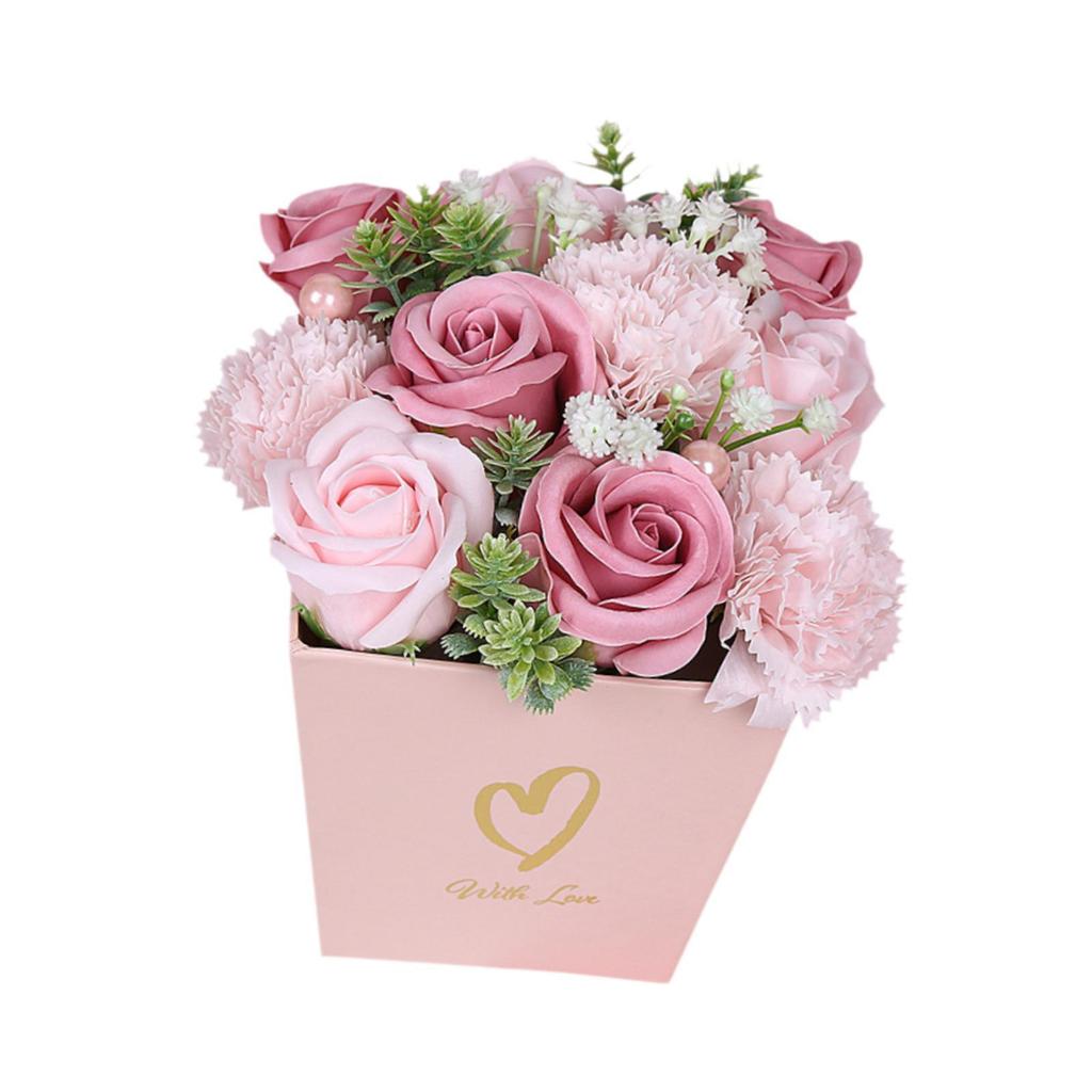 Soap Flowers Artificial Flower Bouquet Floral Soap Scented for Birthday Mother's Day Office