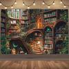 VIKAMAFantasy Biblioteca Tessuto di Sfondo Stendardo Arazzo Festa a Tema Soggiorno Parete di Sfondo del Divano Decorazione della Stanza