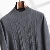 Men's Cashmere Half-High Neck Long Sleeve Knit Sweater - Warm, Business Casual, Plus Size Available