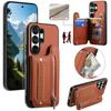 Fecho Magnético Alça de Pulso Elástica Slots para Cartões Carteira Capa de Couro Para Samsung S25 Ultra S24 Plus S23 A17 A07 Capa com Suporte