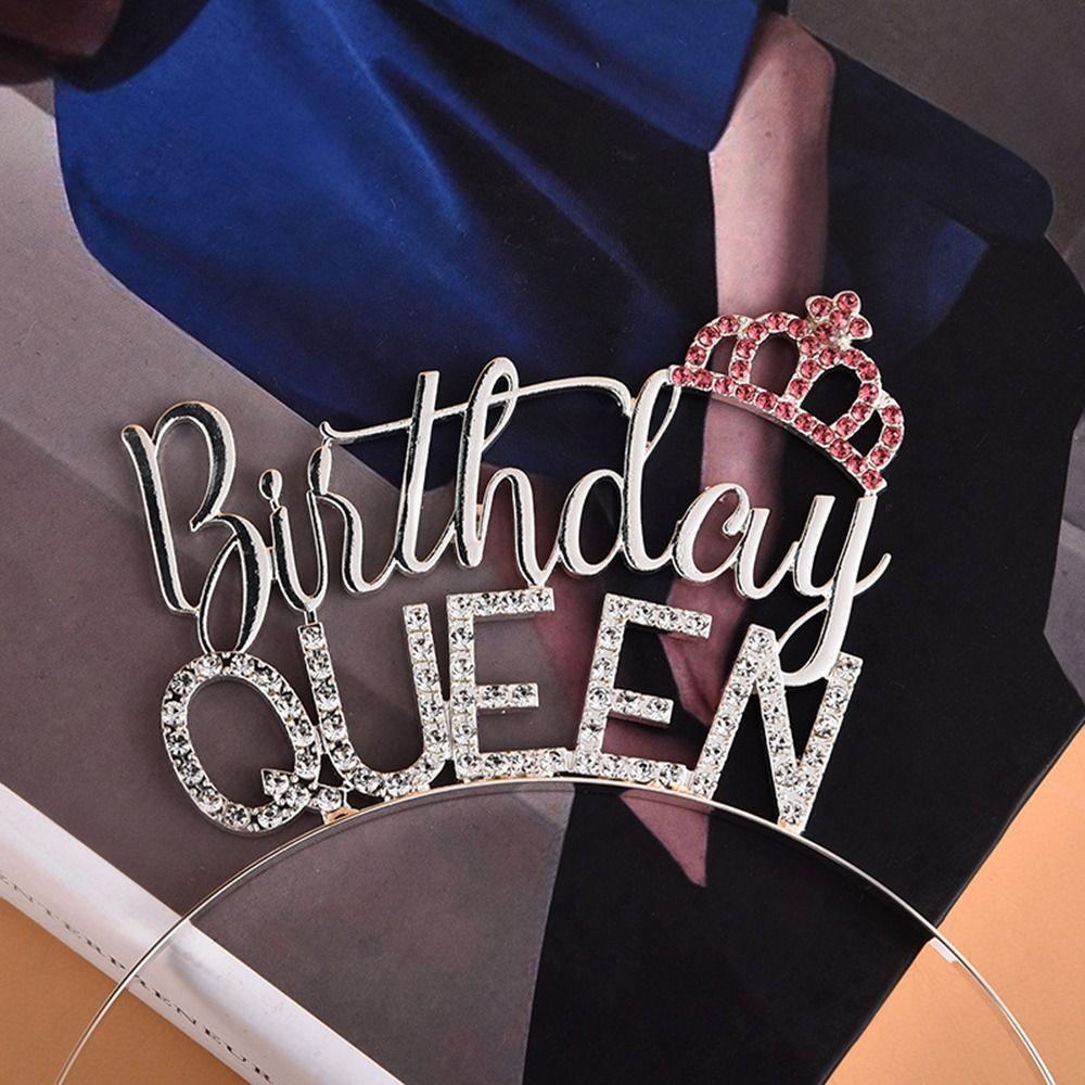 Tiara Zinc Zinc Alloy Hairband Letter Birthday Hair Hoop Female Jewelry Crown Birthday Queen Headband
