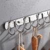 10 Row Kitchen Wall Hook Stainless Steel Utensils Storage Rack Punch Free Spatula Spoon Hanging Hook Bathroom Coat Towel Hook
