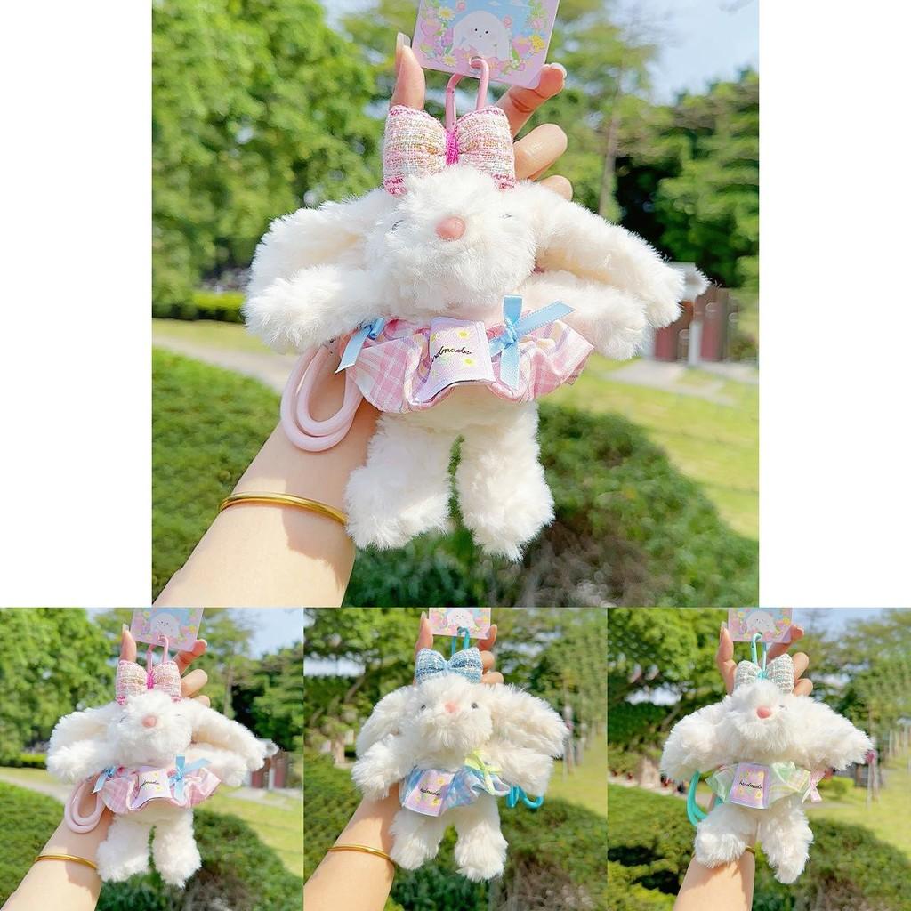 Plaid Dress Drooping Ear Rabbit Plush Keychain For Cute Bag Decor And Gift
