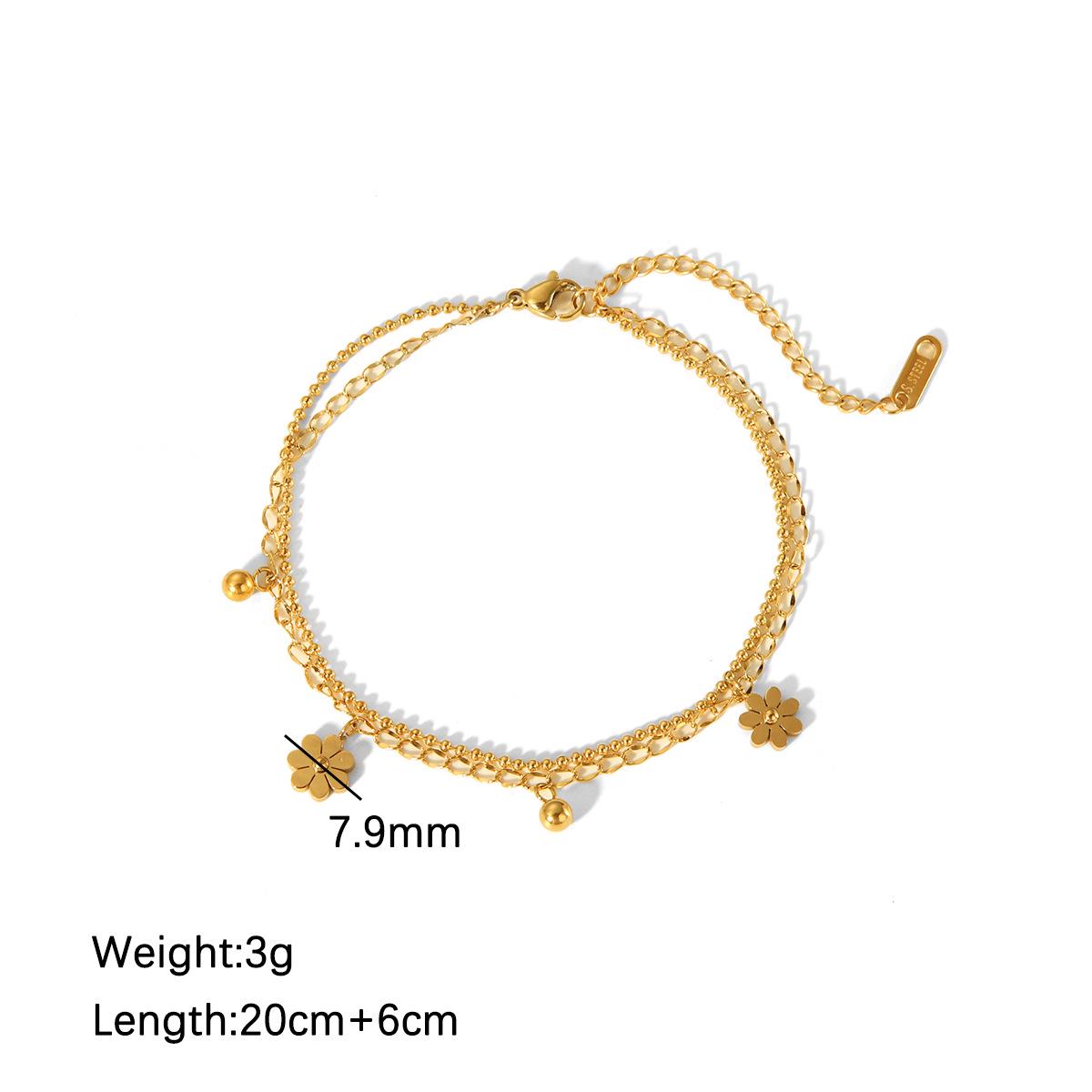 

Позолоченный нержавеющий стальной браслет на ногу в виде цветка - Идеально подходит для повседневной носки и отдыха для женщин золотой