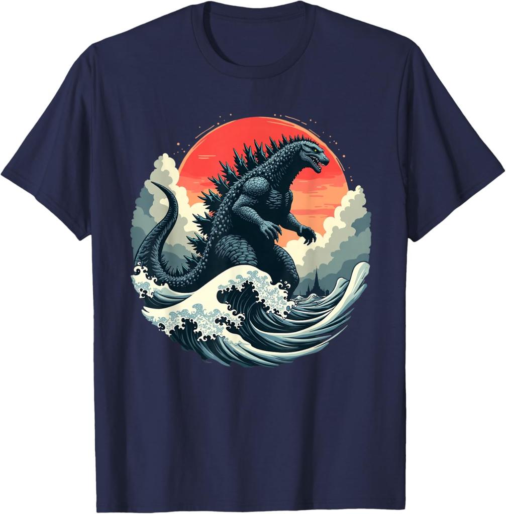 Vintage Japanese Kaiju Monster The Great Wave Off Kanagawa T-Shirt S-6xl