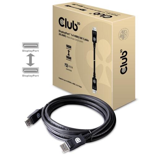 Club3D DisplayPort 1.4 HBR3 (High Bit Rate 3) 8K 60Hz Male/Male 3m 28AWG Display VESA Certified Cable (CAC-1060)