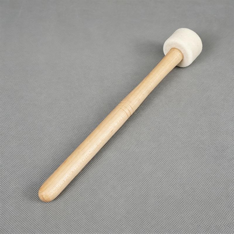 Percussion Drum Mallet with Felt Head and Wood Handle, Single Practice Tool for Rehearsal Work, Music Class Use, Band Routines and Study