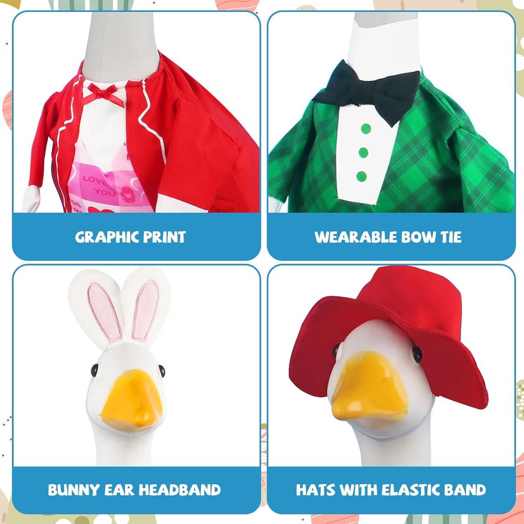 3 Pcs St. Patrick's Day Goose Outfits Valentine's Day Goose Costume Cute Easter Goose Clothes Porch Goose Outfits