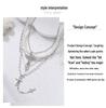 Cross Heart Faux Pearl Multi-layer Necklace - Y2K Style