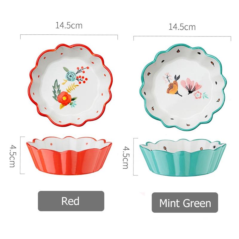5.8 inch Ceramic Salad Bowl Flower Dinner Bowl Pasta Baking Bowl Porcelain Serving Bowl Set of 2