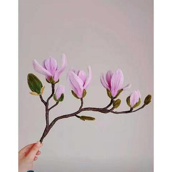 DIY Magnolia Bouquet Kit - Handwoven Potted Plant Ornament, Perfect Gift for Mother's Day or Housewarming