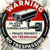 Vintage Metal Warning Sign 24 Hour Surveillance No Trespassing Security Camera