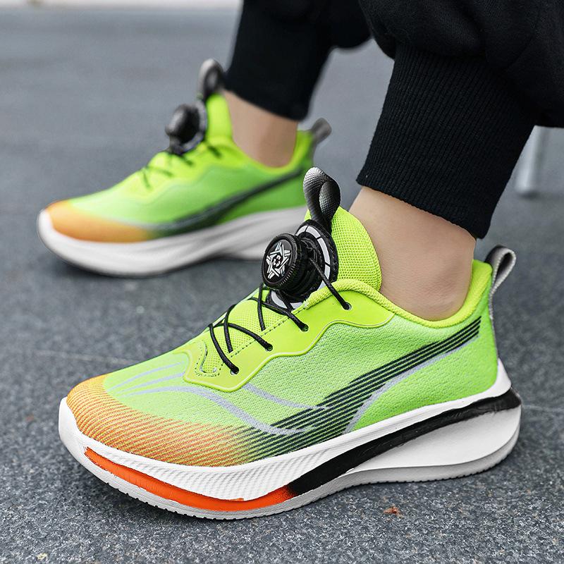 Boys' shoes spring and autumn mesh rotating buckle casual sports shoes breathable girls summer soft sole middle and older children's running shoes