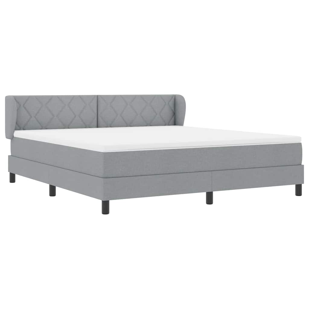 Box Spring Bed with Headboard Light Grey 180 X 200 Cm Fabric