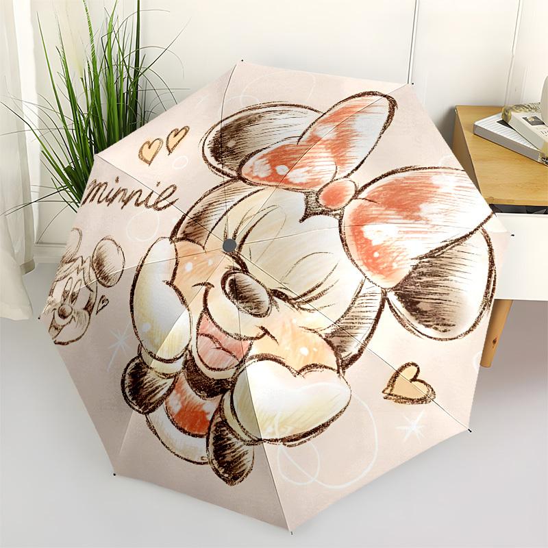 

Minnie Mouse Themed Automatic Opening and Closing Umbrella, Brightly Colored 8-rib Portable Umbrella, Suitable for Men and Women, A Perfect