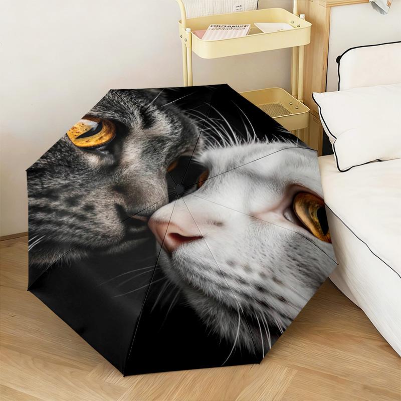 1 Stück Katzen Schmetterlinge Automatischer Regenschirm - Geeignet für Reisen Outdoor Tragbarer Regenschirm Geburtstagsgeschenk Tägliche Notwendigkeiten