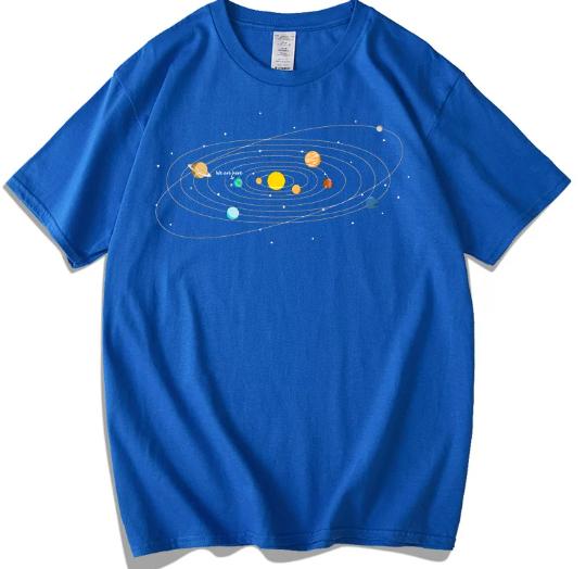 Solar System Starry Sky Printed Cotton ShortSleeve for Women and WoWomen  Summer Universe Interstellar Space Planets