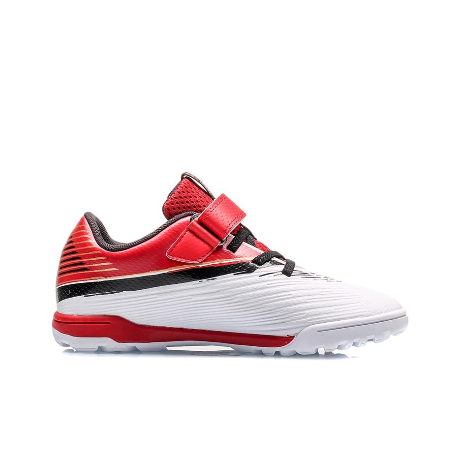 Li Ning Comfortable Versatile Non-Slip Shock Absorbing Wear-Resistant Low-Top Kids Soccer Shoes Kids Soccer Shoes Red White YKGQ006-7