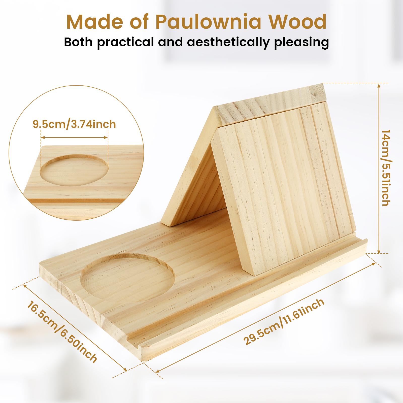 

Деревянная подставка для чтения, съемная треугольная подставка для книг с подстаканником, многофункциональная полка для рецептов, настольный органайзер для книг