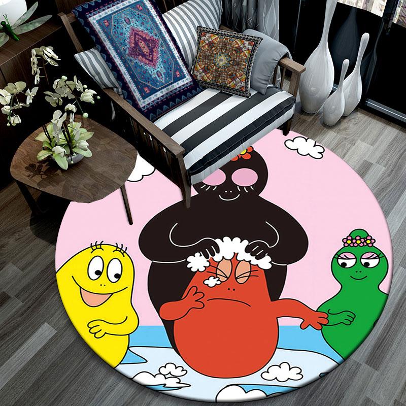 Barbapapa,Round Area Rug,Carpet Rug for Living Room Bedroom Sofa Playroom Decor,Non-slip Floor Mat