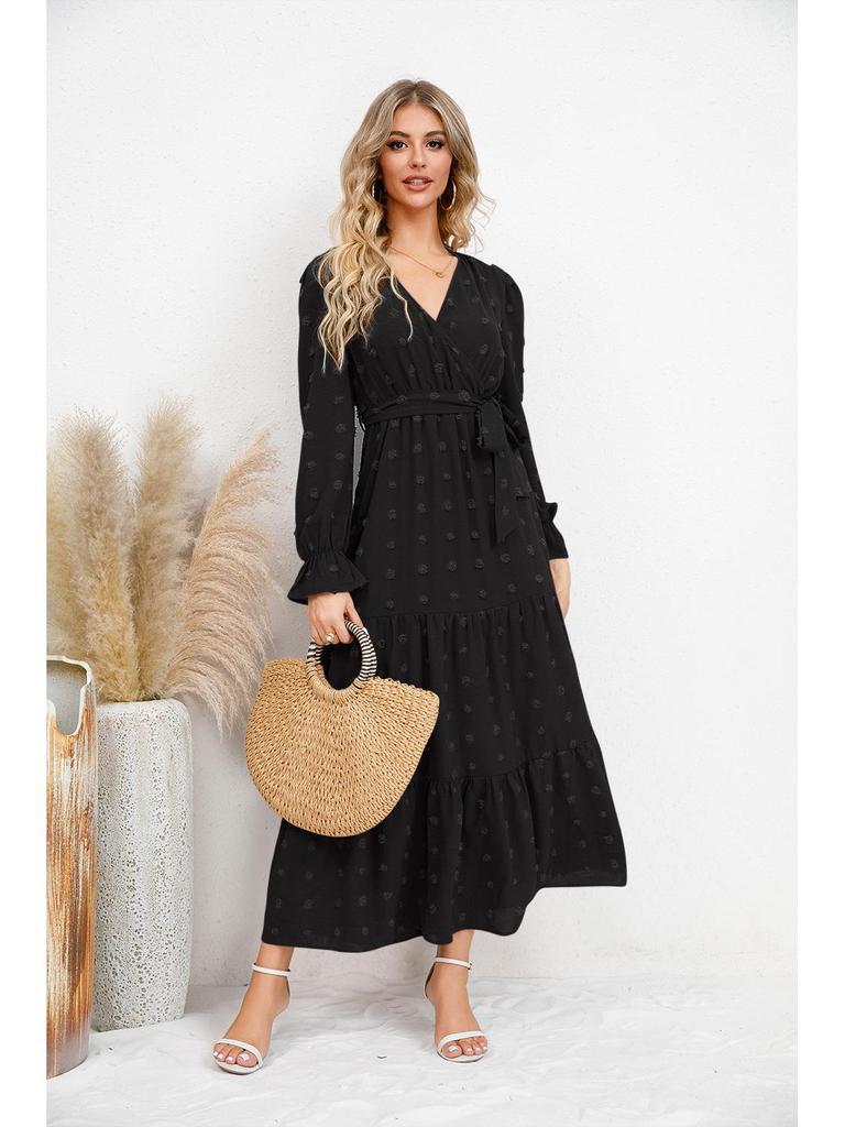 Women's Solid Color Big Swing Casual Long Dress for Autumn/Winter 2023