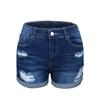 2021 Women's Elastic Mid-Waist Ripped Denim Shorts