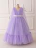 Purple Mesh Puffy Princess Dress for Middle and Older Children – Performance Attire In Stock