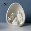 Minimalist Religious Decor Mini Nativity Scene Figurine, Christmas with Holy Family in Egg, Unique Souvenirs 3D Printed Tabletop Ornament for