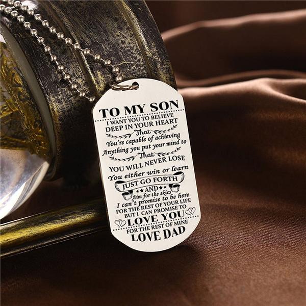 Necklace Fashion To My Son Daughter Dad Mom Dog Tag Birthday Gift Kids For