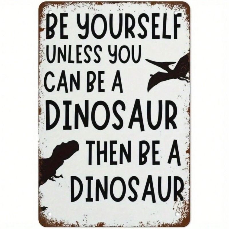 Vintage Dinosaur Metal Poster Wall Art, Motivational Decor for Kids Room
