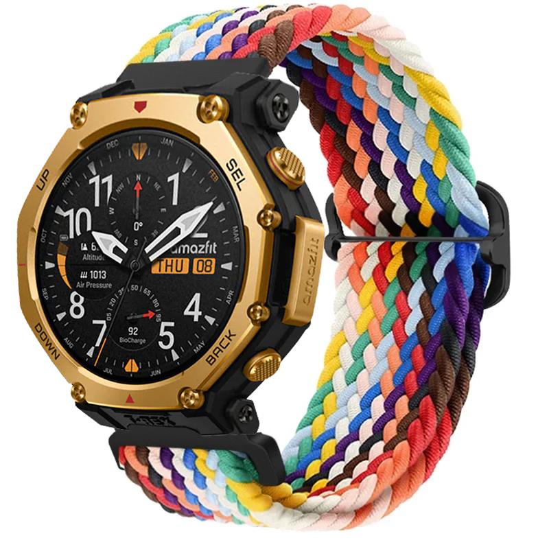 20/22mm Nylon Braided Strap For Amazfit T-Rex3 Pro 44/48mm/Helio Comfortable Band Huawei Watch 5/4 GT6-5-4 Pro 46mm Accessories