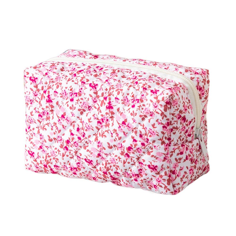 

Soft Touch Floral Print Makeup Bag Multi-functional Large Capacity Cosmetic Bag Portable Makeup Pouch Women красный