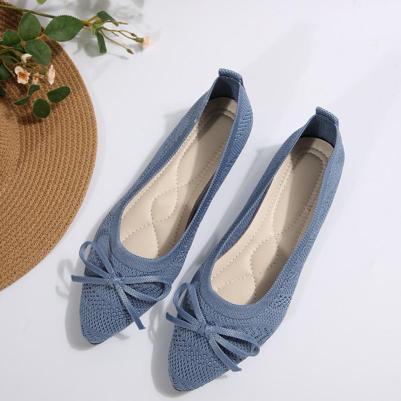New Type of Women's Knitted Flat Shoes with A Shallow Mouth and Flying Woven Shoes