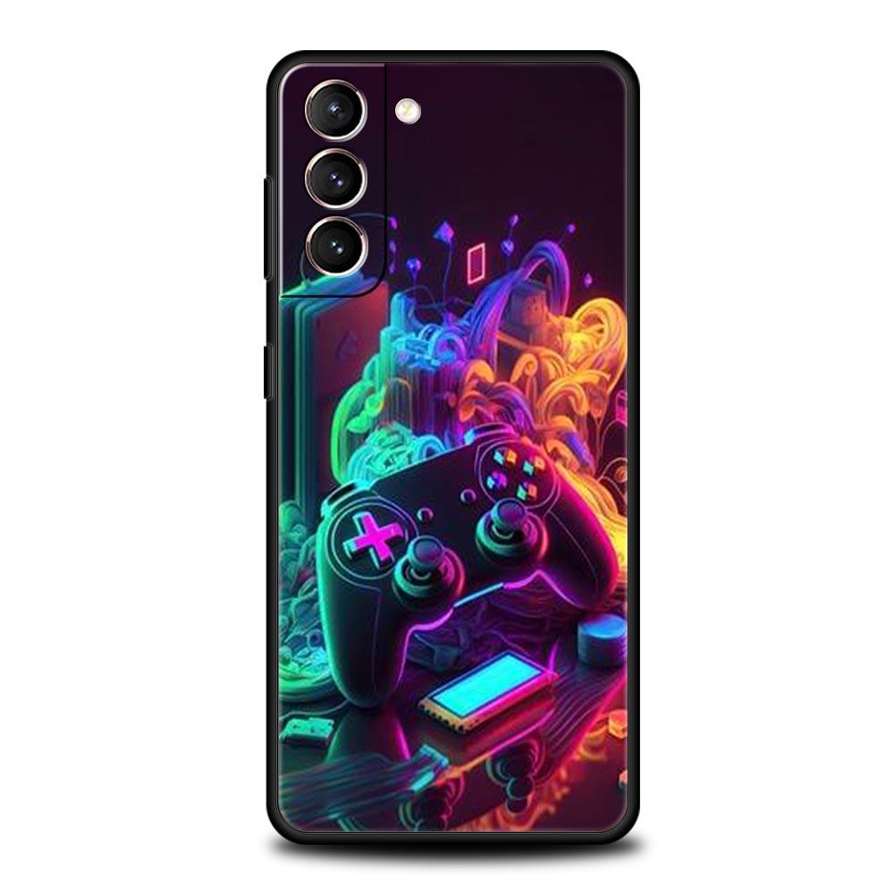 Game Controller Graphic Phone Case For Samsung Galaxy S26 Ultra S25 Plus S24 FE S23 S22 5G S21 S20 Cover Black Soft