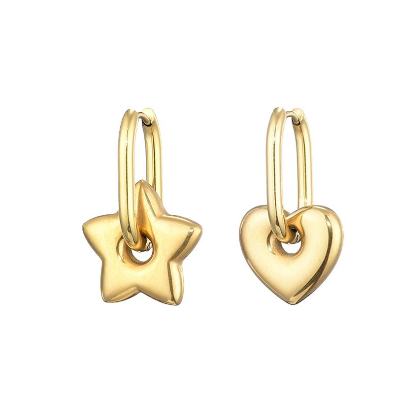 Classic Stainless Steel Heart Star Hoop Earrings For Women Punk Hip Hop Gold Silver Color Y2K Jewelry Female Earrings Oorbellen