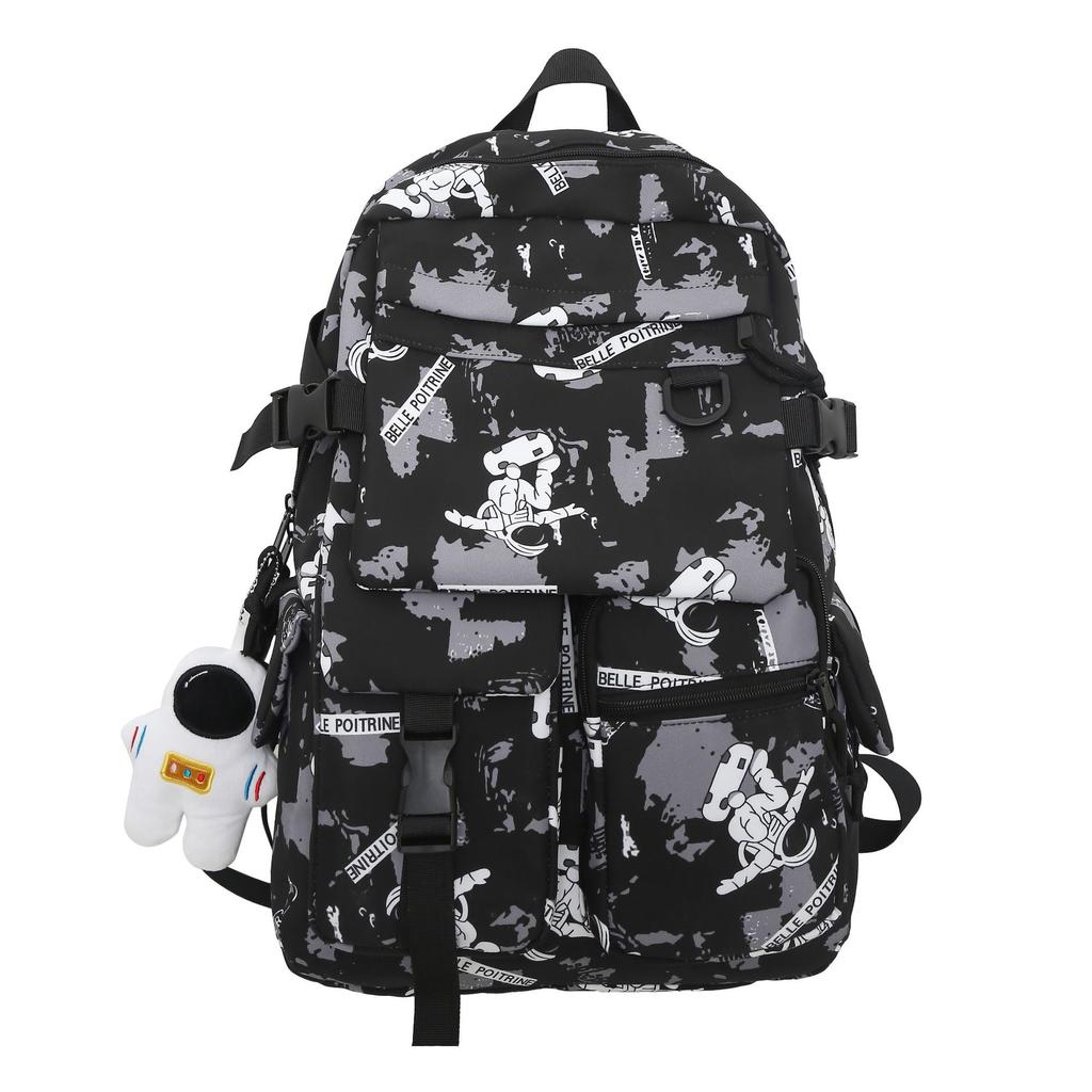 School bag large capacity multi-compartment tide cool junior high school students design sense versatile personality graffiti back