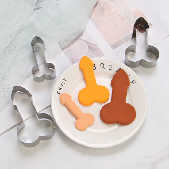 Yousheng 3Pcs/Set  Cookie Cutter Reliable Non-stick Stainless Steel Creative Penis Shape Biscuit Mold for Kitchen